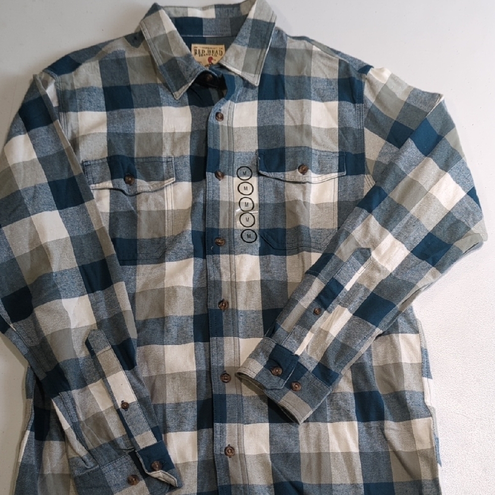 RED HEAD Men's Blue and Gray Checkered Shirt M New With Tags!!
